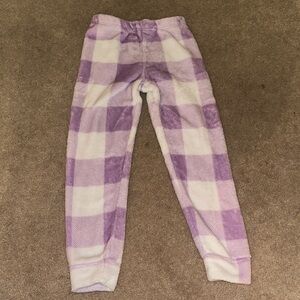 Cozy Kids Pajama Bottoms in Purple and White Plaid